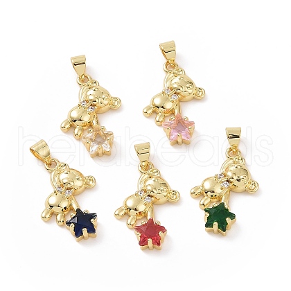 Brass Micro Pave Cubic Zirconia Pendants KK-E074-03G-1
