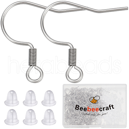 Beebeecraft 200Pcs 316 Surgical Stainless Steel Earring Hooks STAS-BBC0006-22-1