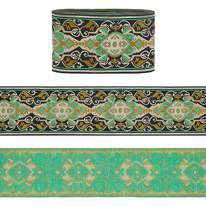 7M Ethnic Style Embroidery Flower Polyester Ribbon OCOR-WH0078-236-1