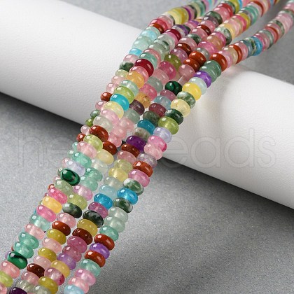 Dyed Natural White Jade & Natural Red Jasper & Synthetic Malachite Beads Strands G-B135-C01-01-1