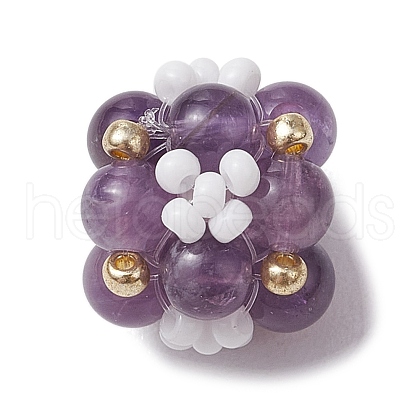 Natural Amethyst & Glass Seed Cluster Beads PALLOY-MZ00591-03-1