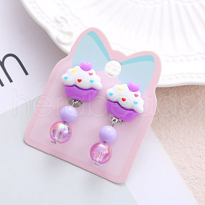 Alloy Plastic Clip-on Earrings for Kid WG21FF0-09-1