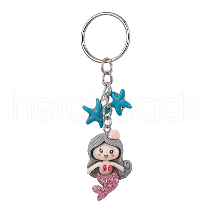 Mermaid Opaque Resin Pendant Keychain X1-KEYC-JKC00624-05-1