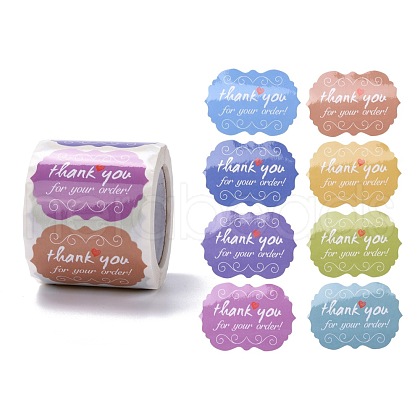 Lace Shape Paper Thank You Stickers DIY-C042-01-1