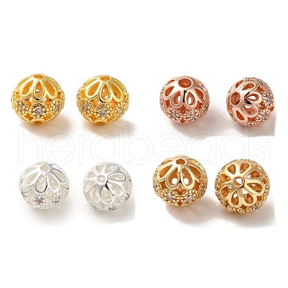 Rack Plating Brass Pave Cubic Zirconia Beads KK-M285-32C-1