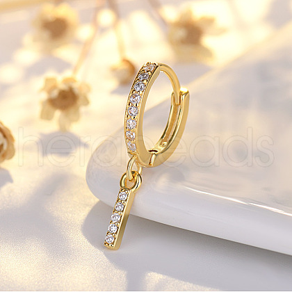 Brass Micro Pave Clear Cubic Zirconia Hoop Earrings WGE85EC-10-1