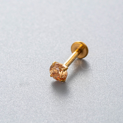 G23 Titanium Alloy Cubic Zirconia 17 Gauge Flat Round Threadless Labrets WG94BD7-39-1