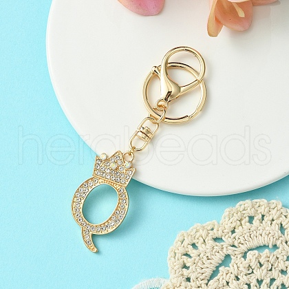 Golden Alloy Rhinestone Keychain KEYC-YW00105-17-1