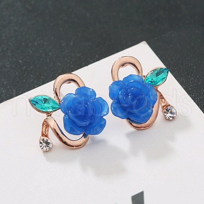 Flower Alloy Rhinestone Stud Earrings WG3C0C0-02-1