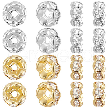 Beebeecraft 100Pcs 2 Colors Rack Plating Brass Rhinestone Spacer Beads KK-BBC0016-23A-1