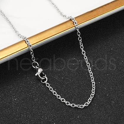 Non-Tarnish Classic Plain 304 Stainless Steel Mens Womens Cable Chain Necklace Making STAS-P045-01P-A-1