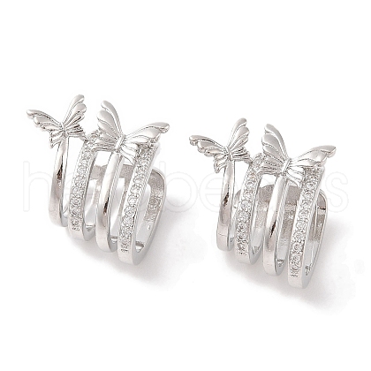 Brass Micro Pave Clear Cubic Zirconia Cuff Earrings for Women EJEW-I305-06P-1