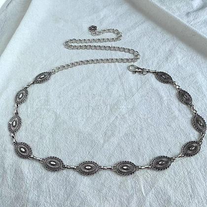 Tibetan Style Zinc Alloy & Iron Oval Link Chain Waist Belly Chains WGB4B33-03-1