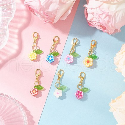 Flower Handmake Polymer Clay Pendant Decorations HJEW-JM03392-1