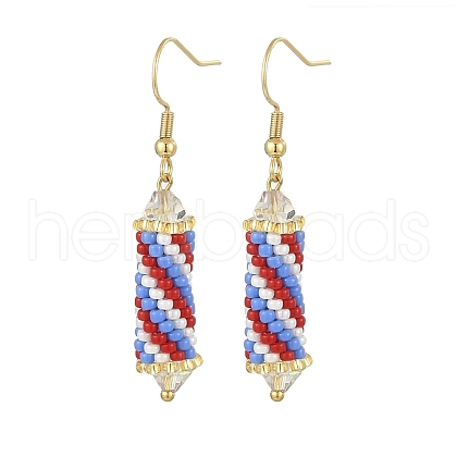 Glass Seed Braided Column Dangle Earrings EJEW-MZ00060-01-1