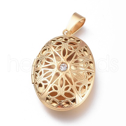 304 Stainless Steel Locket Pendants STAS-M277-03G-1