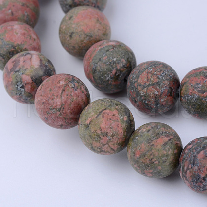 Natural Unakite Beads Strands G-Q462-6mm-16-1