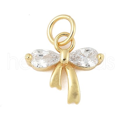 925 Sterling Silver Pave Clear Cubic Zirconia Bowknot Charms STER-S011-04G-1