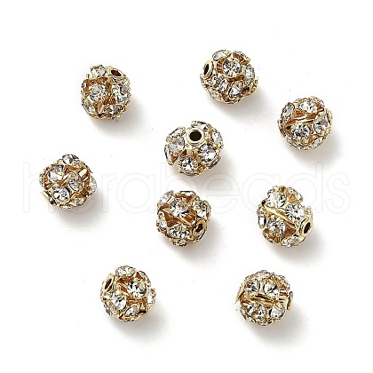 6mm Brass Crystal Rhinestone Beads KK-S519-01A-01G-1