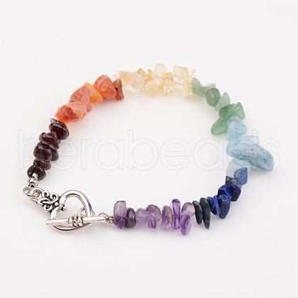 Chip Natural Gemstone Beads Bracelets X-BJEW-JB02323-1