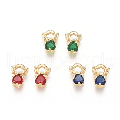 Golden Plated Brass Charms ZIRC-L087-027G-1