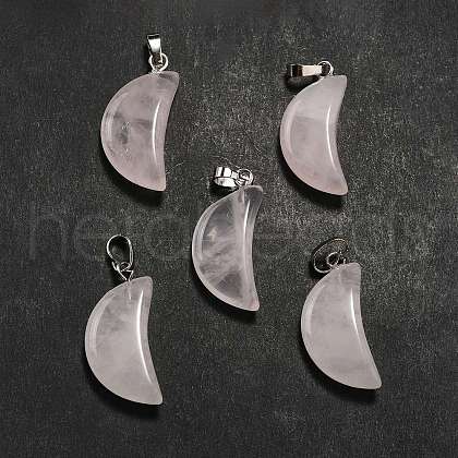 Natural Rose Quartz Pendants G-Z022-05E-1