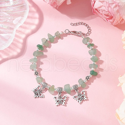 Natural Green Aventurine Chip Beaded Bracelets BJEW-JB11819-02-1