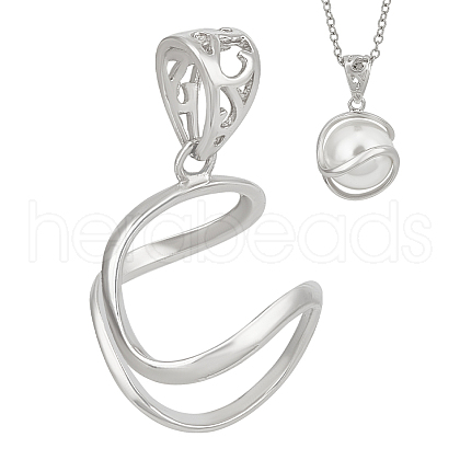 BENECREAT 1Pc Rhodium Plated 925 Sterling Silver Cage Pendants STER-BC0002-42P-1