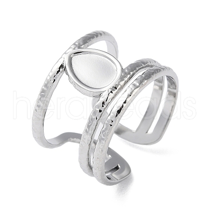 Non-Tarnish 304 Stainless Steel Open Cuff Ring Components X-STAS-Q308-06P-1