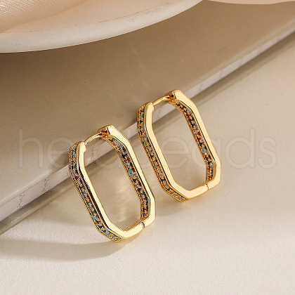 Oval Brass Micro Pave Cubic Zirconia Hoop Earrings FS-WG2CC95-01-1