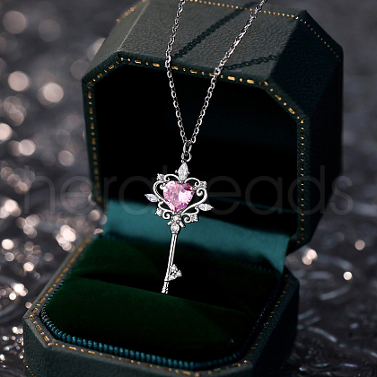 Key 925 Sterling Silver Micro Pave Cubic Zirconia Pendant Necklaces FS-WG0FCDD-01-1