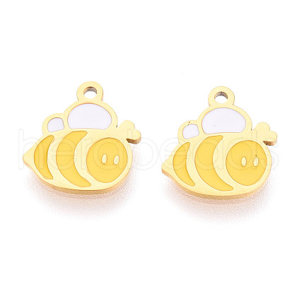 304 Stainless Steel Enamel Charms STAS-T065-44G-1