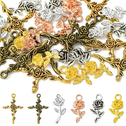 30Pcs 6 Styles Tibetan Style Alloy Pendants FIND-YW0005-08-1