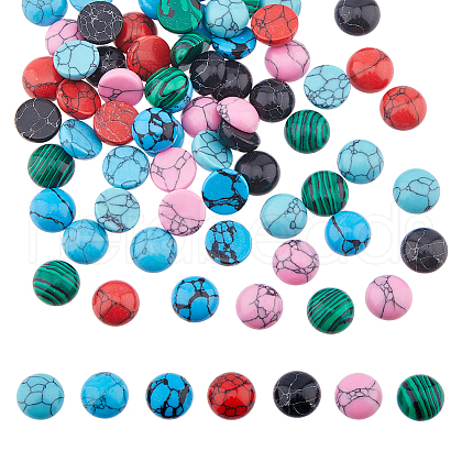 SUPERFINDINGS 48Pcs 7 Colors Synthetic Gemstone Cabochons G-FH0002-33-1