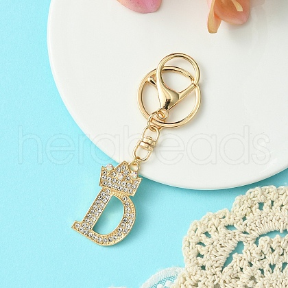 Golden Alloy Rhinestone Keychain KEYC-YW00105-04-1