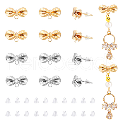 Unicraftale 12Pcs 2 Colors Brass Stud Earring Findings KK-UN0001-95-1