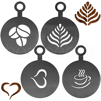 430 Stainless Steel Coffee Latte Art Molds AJEW-WH0038-40B-1