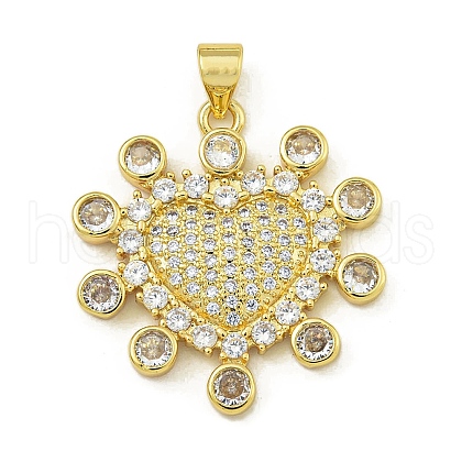 Rack Plating Brass Pave Cubic Zirconia Pendants KK-U029-07G-1