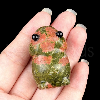 Natural Unakite Carved Frog with Eye Figurines PW-WG73755-12-1
