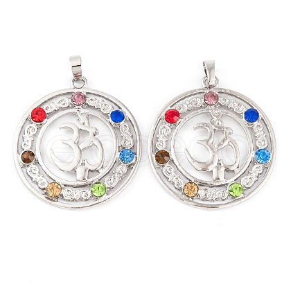 Chakra Alloy Micro Pave Rhinestone Pendants G-NH0025-07P-1