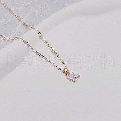 Alloy White Enamel Initial Pendant Necklaces WG51722-09-1