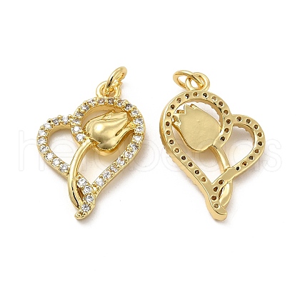 Brass Micro Pave Clear Cubic Zirconia Pendants KK-E068-VB192-1