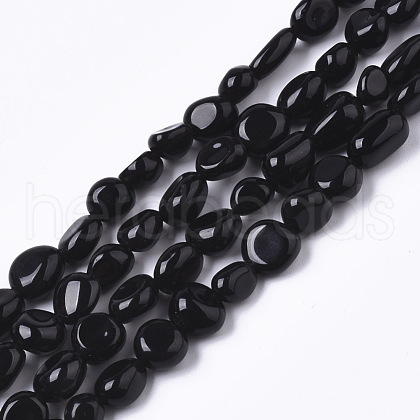 Natural Black Obsidian Beads Strands G-R465-34-1