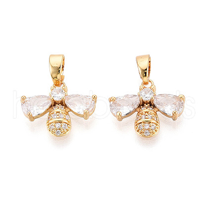 Brass Micro Pave Cubic Zirconia Charms KK-N272-10G-1