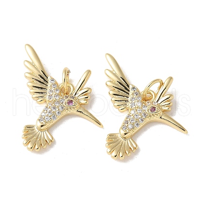 Brass Micro Pave Clear Cubic Zirconia Pendants KK-Q031-26G-1