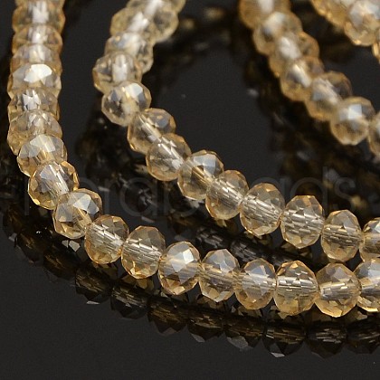 Pearl Luster Plated Faceted Rondelle Glass Beads Strands GLAA-A024C-PL05-1