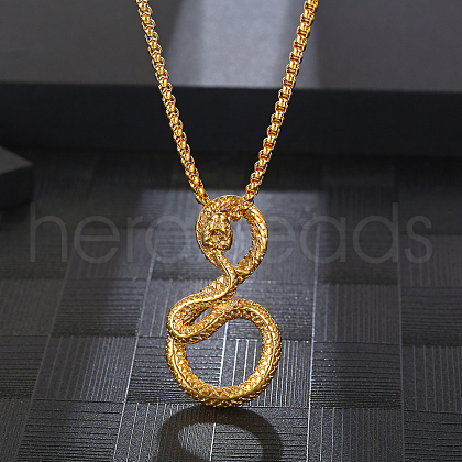 Stylish Stainless Steel Snake Pendant Necklace for Daily Unisex Wear JS0315-1-1
