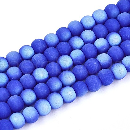 Frosted Opaque Glass Beads Strands GLAA-T032-P4mm-MBB11-1