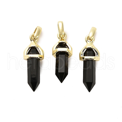 Natural Obsidian Double Terminal Pointed Pendant G-H097-01G-07-1