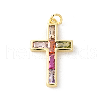 Brass Micro Pave Cubic Zirconia Pendants KK-P294-05G-1